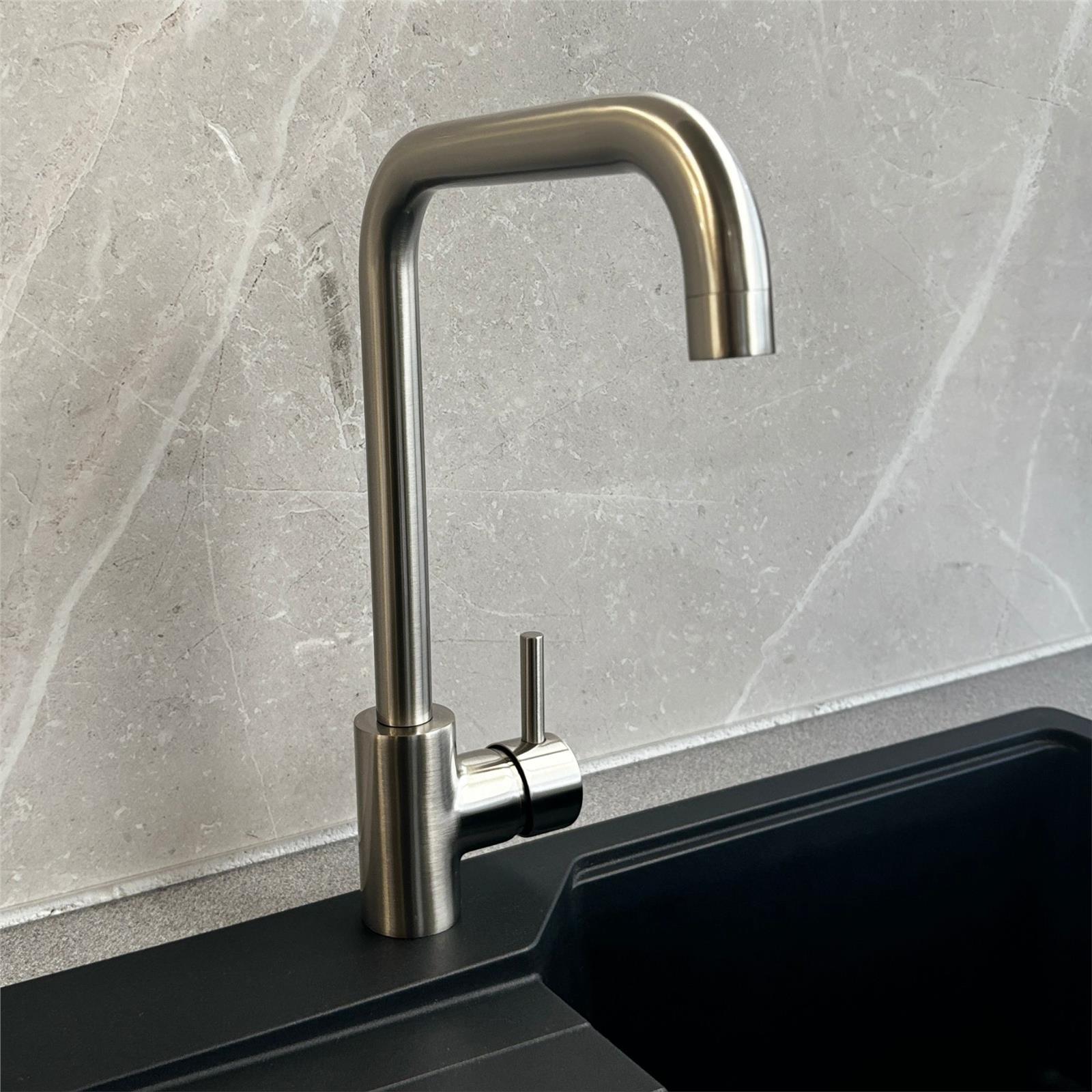 Liquida W10BN D-Shape Monobloc Single Lever Brushed Nickel Kitchen Mixer Tap